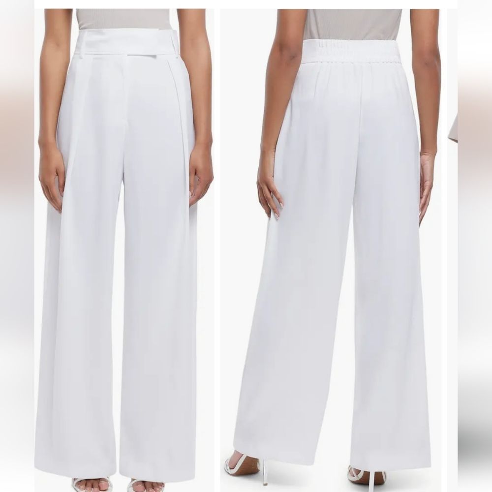 NWT - RIVER ISLAND- Pleated Pants Wide Leg Trousers white